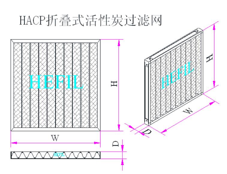 HACP折叠式活性炭空气过滤网框体结构