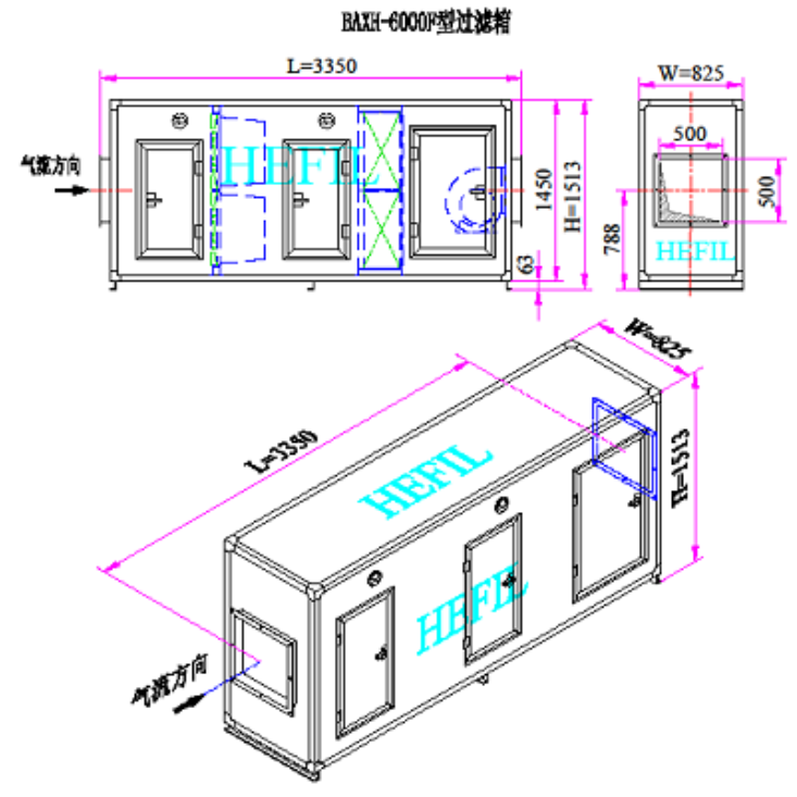 BAXH-除尘过滤箱结构安装示意图